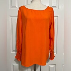 Ann Taylor factory popover smocked cuffs So Soft🌼 career office Size L